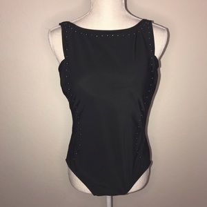 INC black one piece studded swimsuit Large